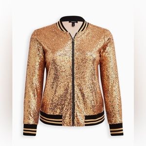 NWT Torrid Gold Sparkly Bomber Jacket